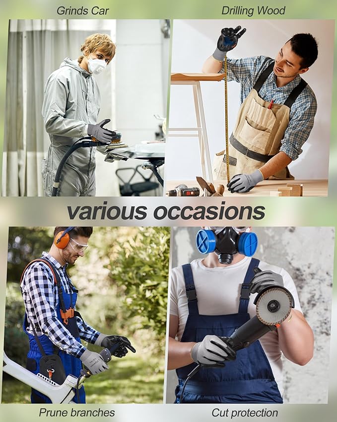 Maxcheck 54 Pairs PU Coated Gloves Bulk, Reusable Rubber Safety Gloves for Men Women Work Warehouse, Mechanic, Woodworking