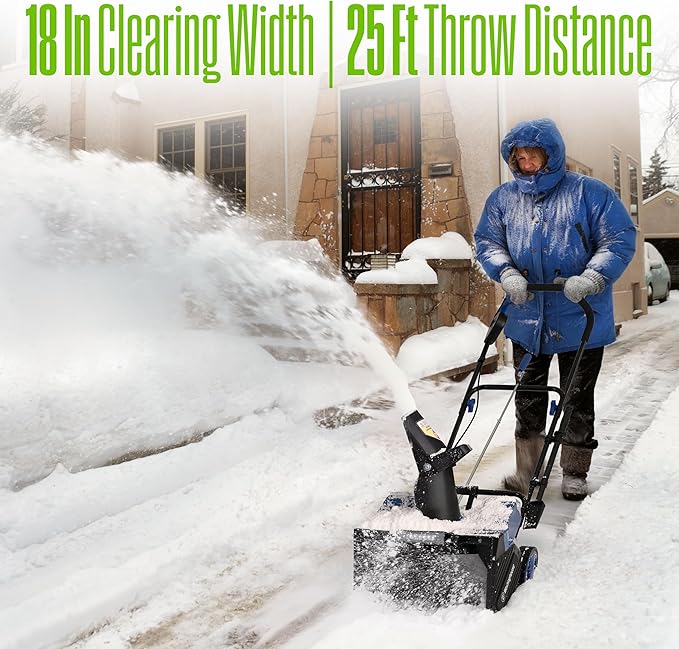 Westinghouse WSnow18 48V Cordless Snow Blower 18 Inch Kit, Steel Auger, LED Light, 1200W Brushless Motor, 25ft Throwing Distance, Plows 650lbs/min, Compatible with Snow Joe Batteries