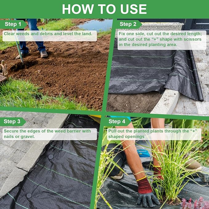 mupera Heavy Duty Weed Barrier Fabric - 6.5ft x 330ft (78"x3960") Professional Grade Landscape Fabric, UV-Resistant 3.8oz Woven PP for Driveway & Garden, Commercial Strength Ground Cover (Black)