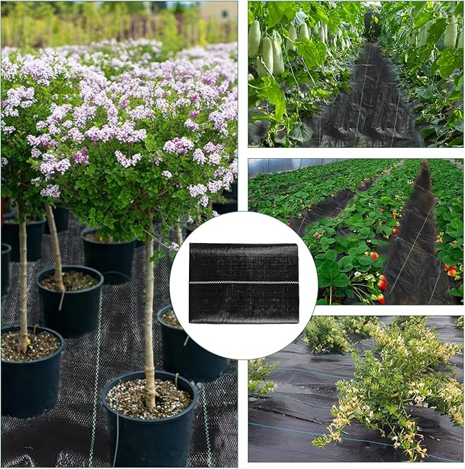 4 x 100FT Garden Weed Barrier Landscape Fabric Heavy Duty Weed Fabric Barrier Premium Garden Ground Cover Weed Control Mat with 30 U-Shaped Securing Pegs for Garden Farming Ground (4 x 50FT 2 Pack)