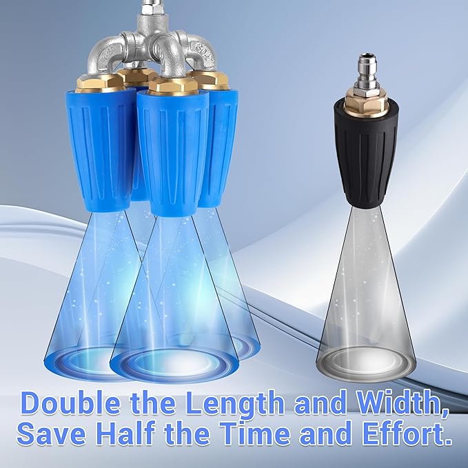 4-in-1 Turbo Nozzle Pressure Washer, 2.0 Orifice Quadruple Turbo Nozzle, 360° Rotating Turbo Nozzle with 1/4" Quick Connector, 4000 PSI