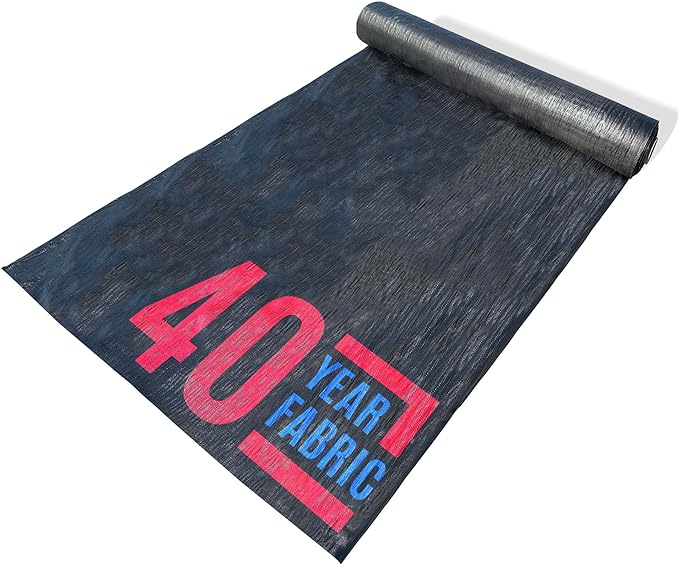 Sandbaggy 10 ft x 50 ft Landscape Fabric | 40 Year Fabric | for Weed Barrier, Ground Cover, Garden | Industrial Grade | 135 Lbs of Tensile | UV Protected | DOT Approved (1 Roll - 10 ft x 50 ft)