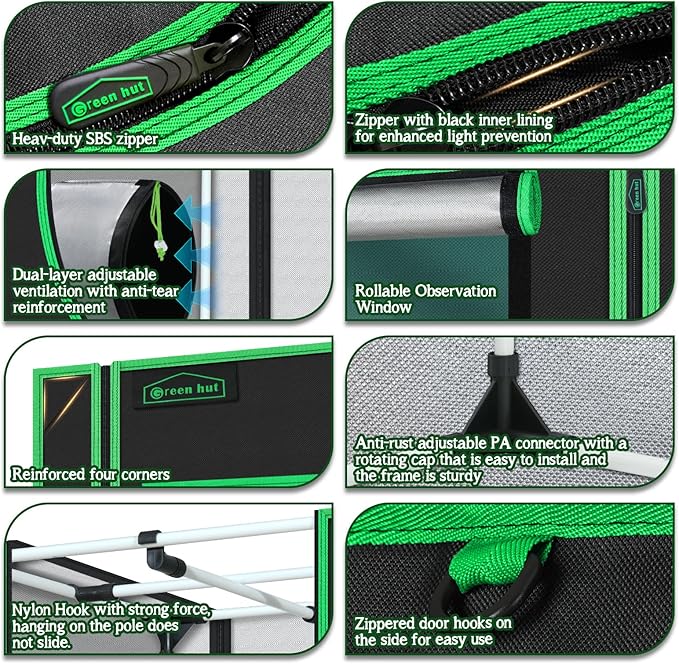 2x2 Grow Tent, 24"x24"x36" 600D Mylar Hydroponic Growing Tents for Plants Inside Reflective Grow Tent Growing Room Hydroponic System