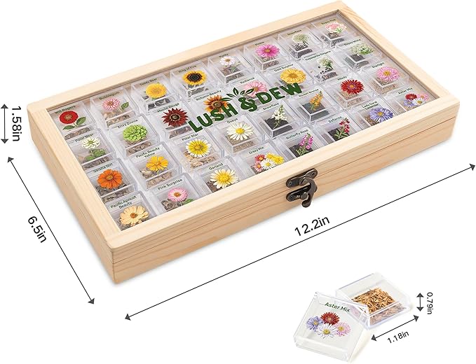 LUSH&DEW Gardening Gift for Women Men, Zodiac Garden Seed Bank, 12 Types Non-GMO Heirloom Vegetable Seeds in Seed Container, Moon Calendar, Witchcraft Magnetic Gift, Earth Signs Taurus Virgo Capricorn