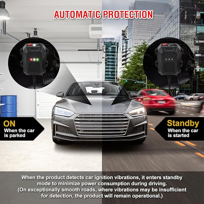 Ultrasonic Rodent Repellent for Car Engines, 12V 24V Wired Ultrasonic Mouse and Rat Deterrent with LED Strobe Lights and Remote Control – Under Hood Animal Repeller for Cars, Trucks, RVs, Vehicles