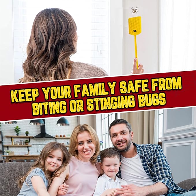 Heavy Duty Fly Swatter and Spider Catcher and Release (1, Yellow). Insect Fly Catchers for Inside Home. House Fly Swatter or Humane Bug Catcher with Built in Insect Scoop.