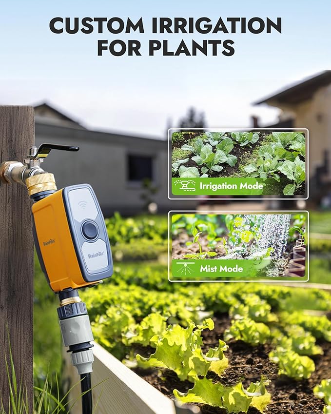 RAINPOINT WiFi Water Timer, Smart Hose Timer for Garden Hose, WiFi Irrigation Controller, Smart Sprinkler System Valve, APP & Voice Control, Weather-Based Automatic Rain Delay, Brass Inlet & Outlet
