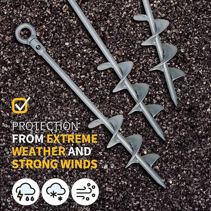 18 inch Ground Anchor Heavy Duty Earth Anchors Screw in Set for Mobile Home, Swing, Trampoline Tent Anchors Wind Resistant Tree Stakes and Supports with Drill Socket, 6 Pack