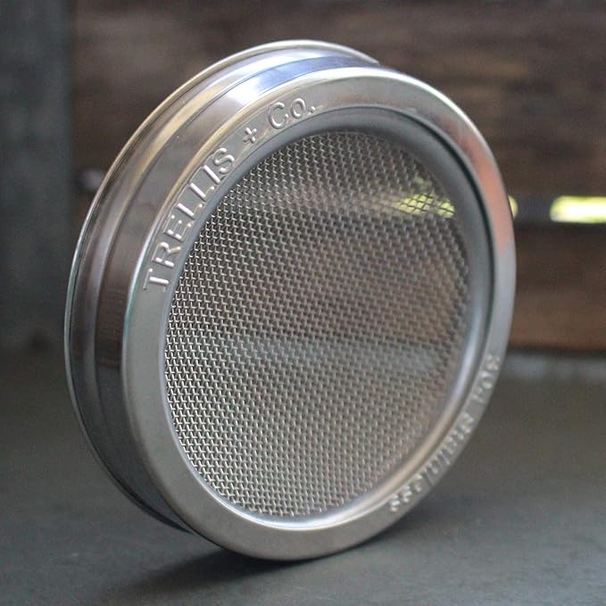 | Stainless Steel Sprouting Kit, 4 Pack | Rust Proof 316 Stainless, Curved Mesh, Fits Most Wide Mouth Mason Jars | Grow Your Own Organic Sprouts From Seeds, Sprouter