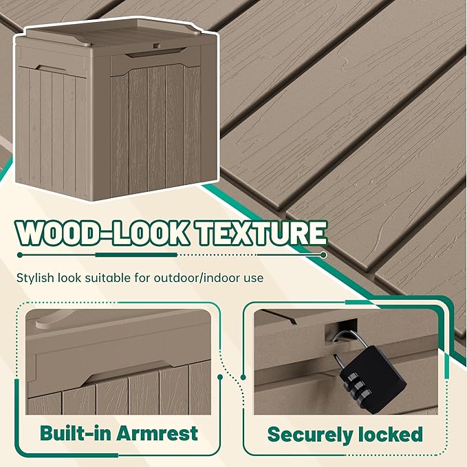 Devoko 30 Gallon Resin Deck Box 2 Pack Outdoor Indoor Waterproof Storage Box for Patio Furniture Pool Accessories Storage for Cushion Garden Tools (Light Brown, 2 Pack)