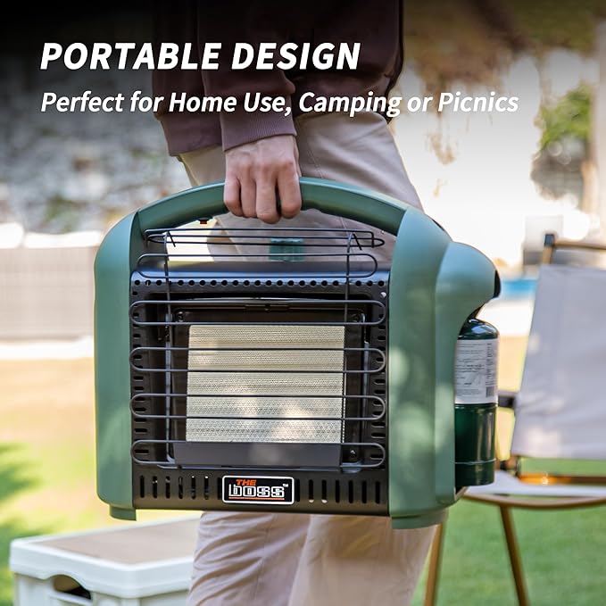 THE BOSS 12,000 BTU Propane Heater Indoor Outdoor Portable Heater Camping Propane Space Heater Outdoor