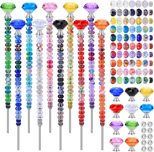 VICTLOV Crystal Suncatcher Making Kit, European Large Hole Beads, Snowflakes, Butterflies, Glass Balls for Garden Decoration, DIY Outdoor Hanging Ornaments (232Pcs Diamond B)