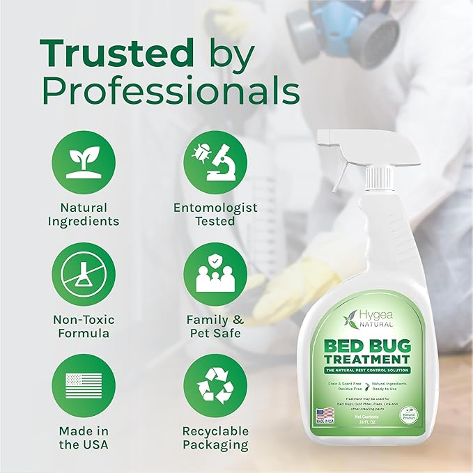 Lice, Mite, and Bed Bug Natural Spray - Child & Pet Friendly - Immediate Results - Stain & Odor Free (24 Ounce)