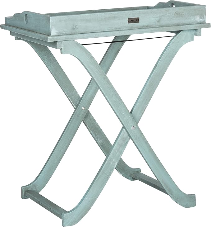 Safavieh Outdoor Collection Covina Beach House Blue Tray Table