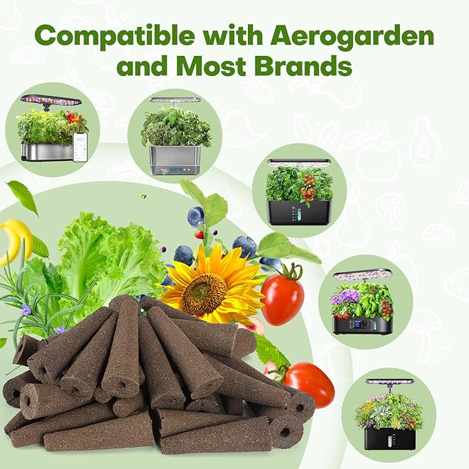 Ahopegarden 166PCS Hydroponic Pods Kit: Indoor Garden Supplies for Aerogarden, iDOO, Most Brand Hydroponics Growing System, with Grow Sponges, Labels, A&B Plant Food, Grow Baskets, Covers & Tweezer