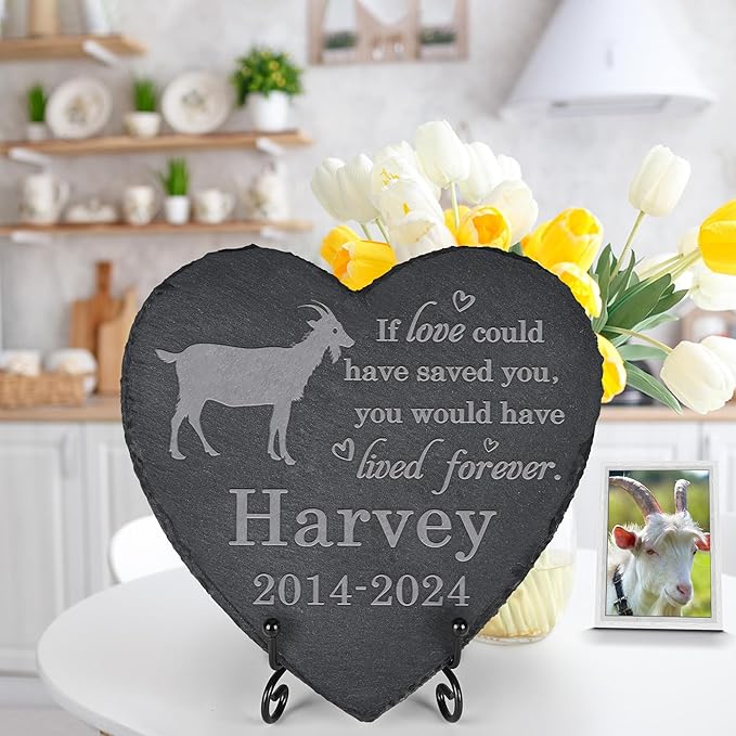Goat Memorial Stone - Goat Memorial Gifts - Pet Loss Gift - Loss of Goat - Heart