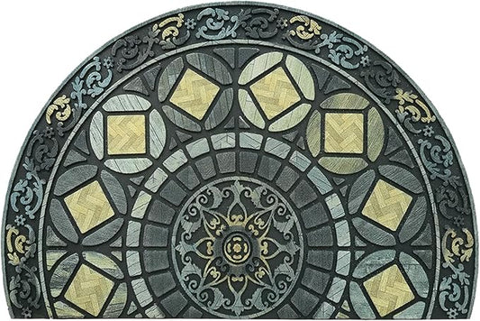 CHICHIC Entrance Door Mat Large 24 x 36 Inch Entry Way Doormat Front Door Rugs Outdoors Heavy Duty Welcome Mat Non Slip Rubber Back Low Profile for Garage, Patio, High Traffic Area, Grey Teal