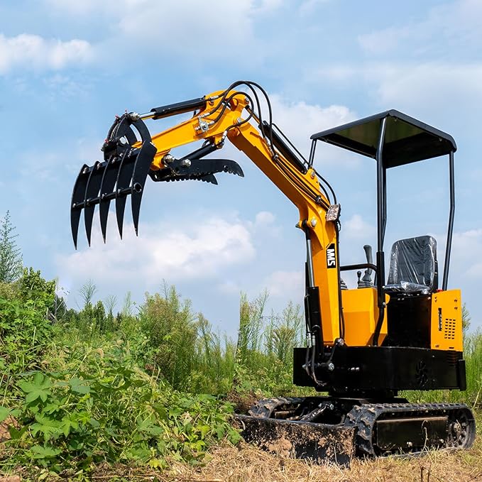 MMS Mini Excavator Rake Attachments, Wide Backhoe Rake Excavator Accessories, Suitable for 0.8-1.8 Tons Small Excavators Attachment, Use for Land Clearing, Debris Removing, Soil Spreading