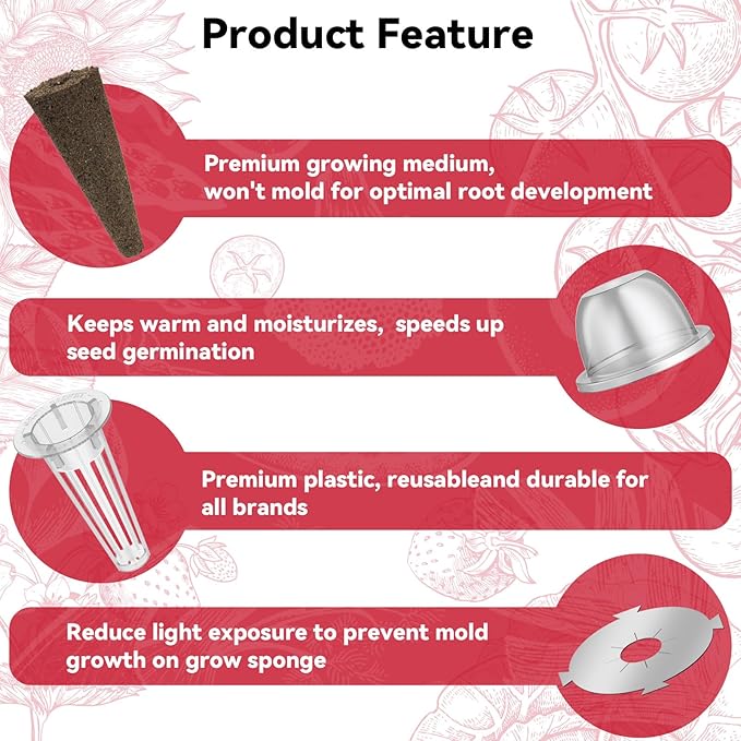inbloom Fruit Seed Pod Kit for AeroGarden, Ahopegarden Hydroponics Growing System, 7-Pods (350 Seeds+, Include Red Cherry Tomato, Golden Cherry Tomato, White Strawberry, and Red Strawberry)