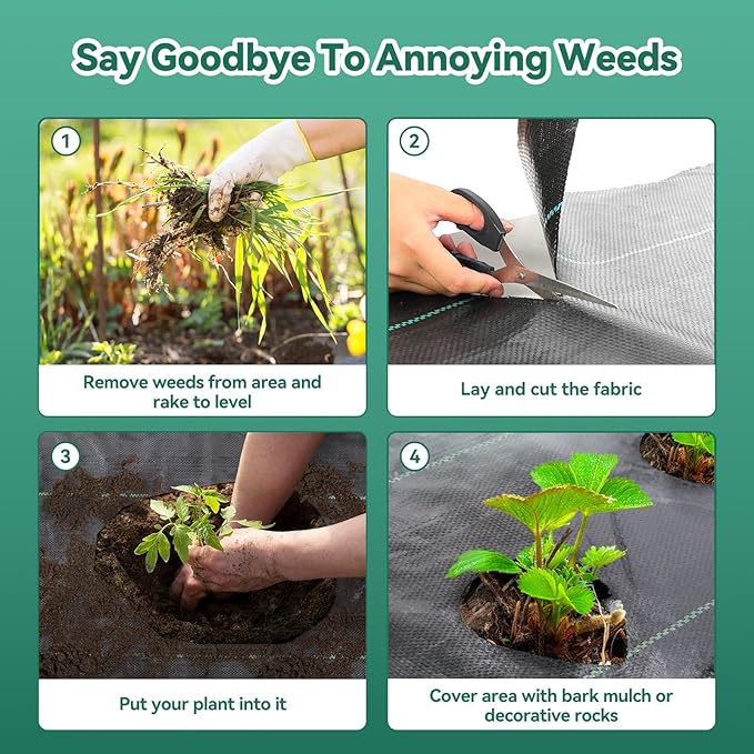 3ftx180ft Landscape Fabric, Weed Barrier Fabric Heavy Duty 3.2oz, Woven Geotextile Weed Blocker Landscaping Fabric, Ground Cover Weed Control Mat, Commercial Weed Cloth Garden Bed Liner