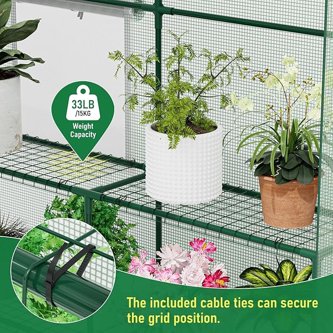 56×85×77Inch Walk-in Greenhouse, Heavy Duty Small Plant House with Thicken PE Cover and Steel Frame, for Garden, Outdoors, Indoors, Green