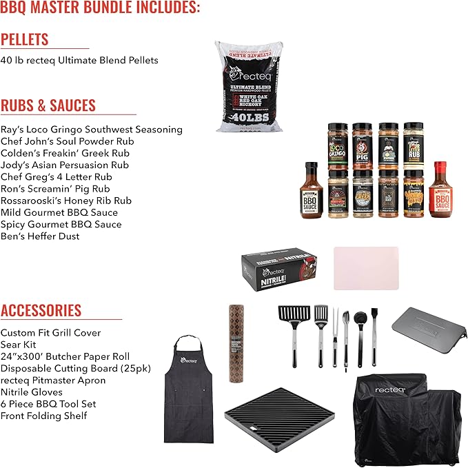 recteq Pellet Grill - Deck Boss 800, Pellet Smoker Grill, Wi-Fi-Enabled, Electric Pellet Grill, Deck Boss + BBQ Master Bundle