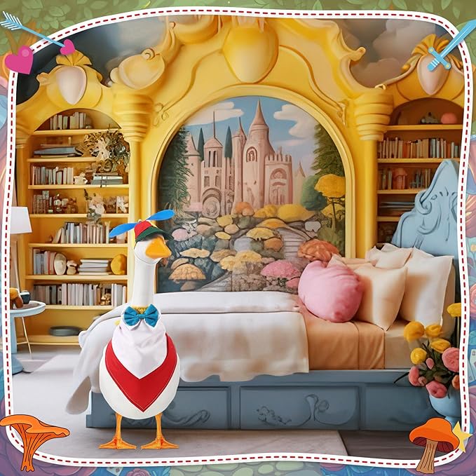 Geyoga 2 Pcs Halloween Porch Goose Outfit Rainbow Helicopter Baseball Cap with Colorful Bandana for 23" Lawn Cement Porch Goose Clothes Halloween Garden Patio Yard Outdoor Decorations