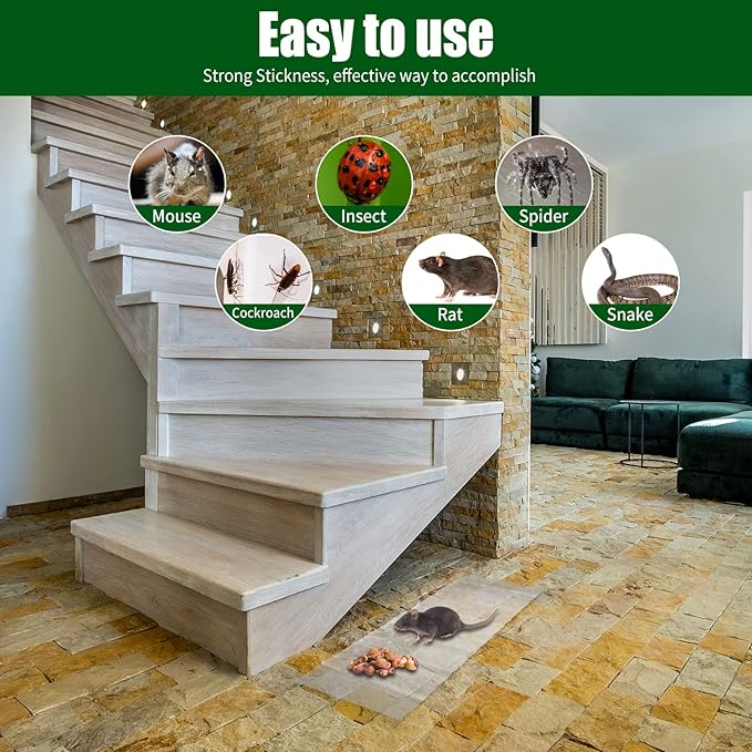 Qualirey 12 Pack Large Sticky Mouse Trap 24 Inch Sticky Rat Glue Roach Indoor Pest Control for Trapping Snakes Rats Spiders Roaches in Restaurant Kitchen House Supplies (Clear)