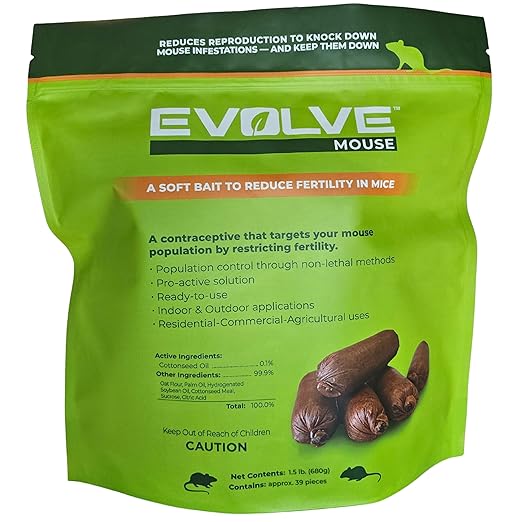 Evolve Mouse Birth Control Soft Bait Sausages – 1.5 lbs | Not a Poison, Eco-Conscious, Long-Term Population Management