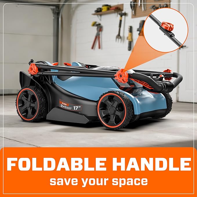 SENIX 40V 17" Electric Lawn Mower, Battery Powered Cordless Lawnmower, 2-in-1 Brushless Walk-Behind Push Mowers, 6 Heights Adjustment, cortadora de pasto, Includes 2x5Ah Batteries & Charger, LPPX2-M5