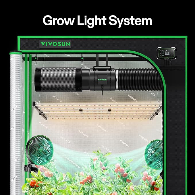 VIVOSUN GIY Smart Grow Tent System 5x5, WiFi-Integrated Grow Tent Kit, with Automate Ventilation and Circulation, Full-Spectrum LED Grow Light, and GrowHub E42A Controller
