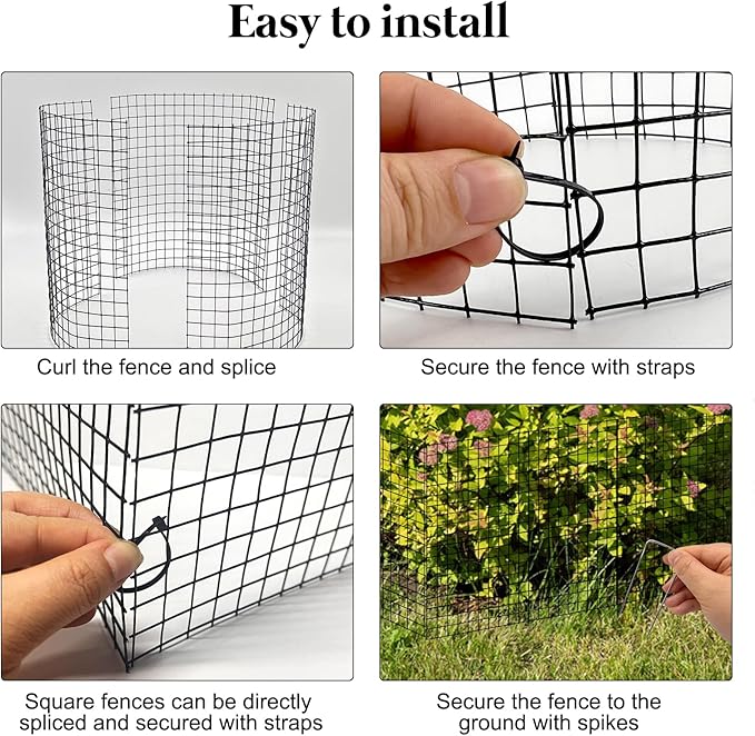 20 Pack Round Plant Protector from Animals, 12'' x 12'' Metal Plant Cages，60Pcs Metal Mesh to Keep Animals Out, Garden Protection Bunny Barricades, Wire Plant Protectors for Rabbits Chicken Duck