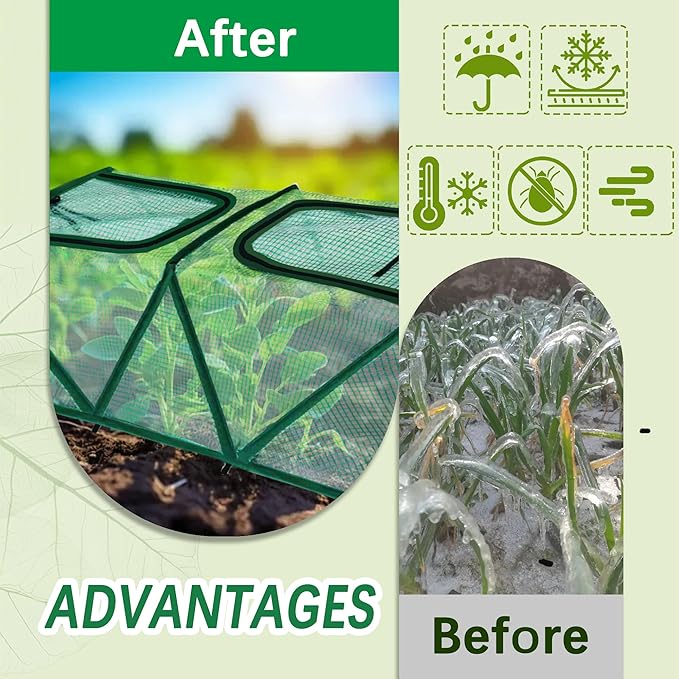 47.2" *14.6" *13.4" Foldable Garden Accelerator Plants Cover Freeze Protection for Raised Bed, Mini Greenhouse Cover with Two Air Hole, Frost Cover for Plant Vegetable Seedling Protector