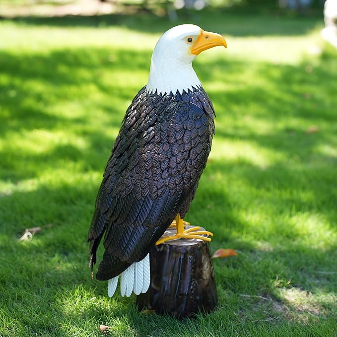 chisheen Bald Eagle Outdoor Metal Yard Art Statue and Sculpture for Garden Lawn Patio Living Room Decoration