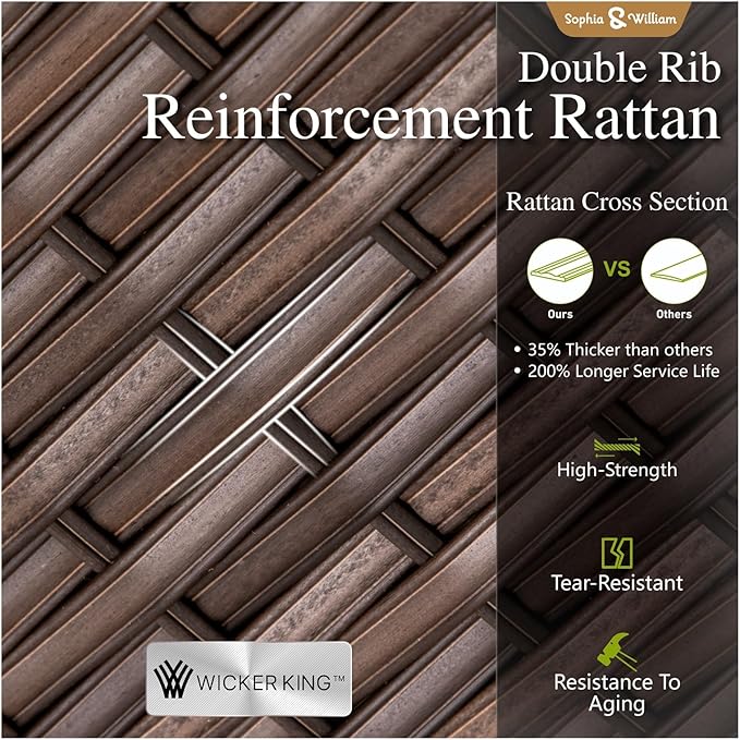 Sophia & William Oversized Patio Furniture Set with Fire Pit Table, Outdoor Wicker Rattan Sectional Sofa 8 Piece Patio Conversation Set for Deck, Backyard, Porch, Outside(45-Inch Fire Pit,Beige)