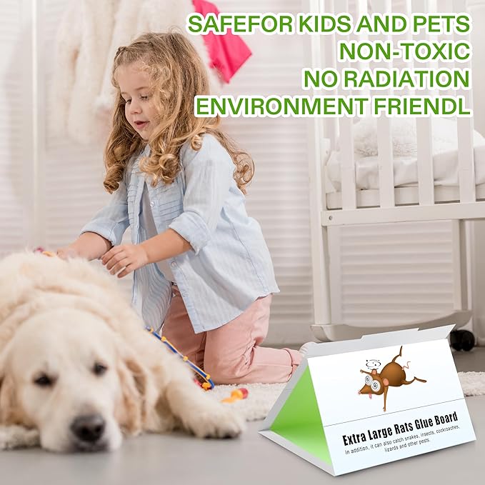 Qualirey 8 Pack Sticky Mouse Traps 8 x 14 Large Sticky Rat & Mouse Glue Boards for Inside Outside, Pre Scented Non Toxic Adhesive Traps with Enhanced Stickiness for Rat Mice Snake, Pet Safe