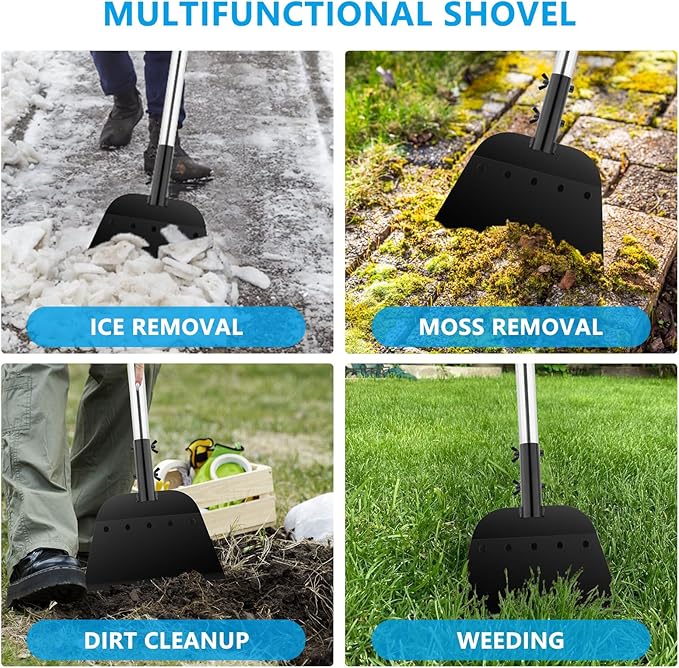 Heavy Duty Cleaning Shovel - Durable Snow Ice Dirt Scooper, All-Purpose Farm & Garden Tool with Ergonomic Grip - Effortless Debris Removal