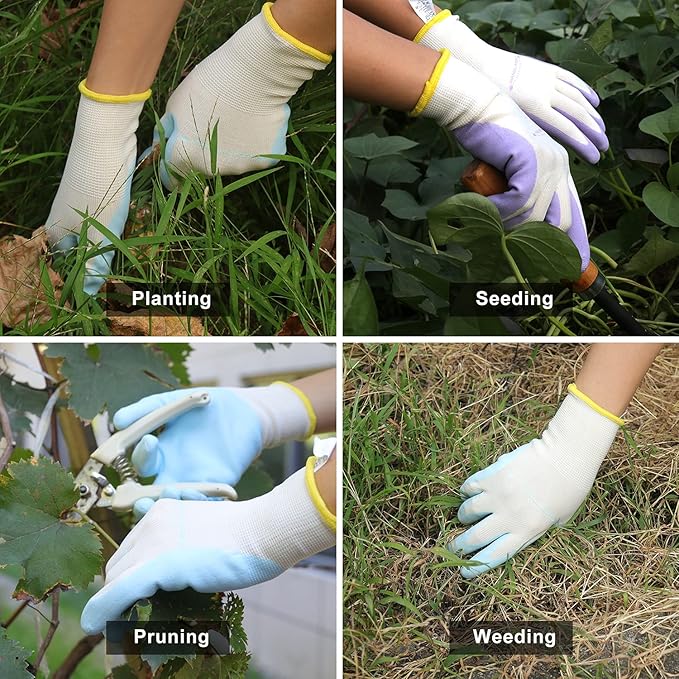 HLDD HANDLANDY Gardening Gloves for Women, Womens Work Gloves with Foam Nitrile Coating, 6&3 Pairs Garden Gloves DIY Gloves