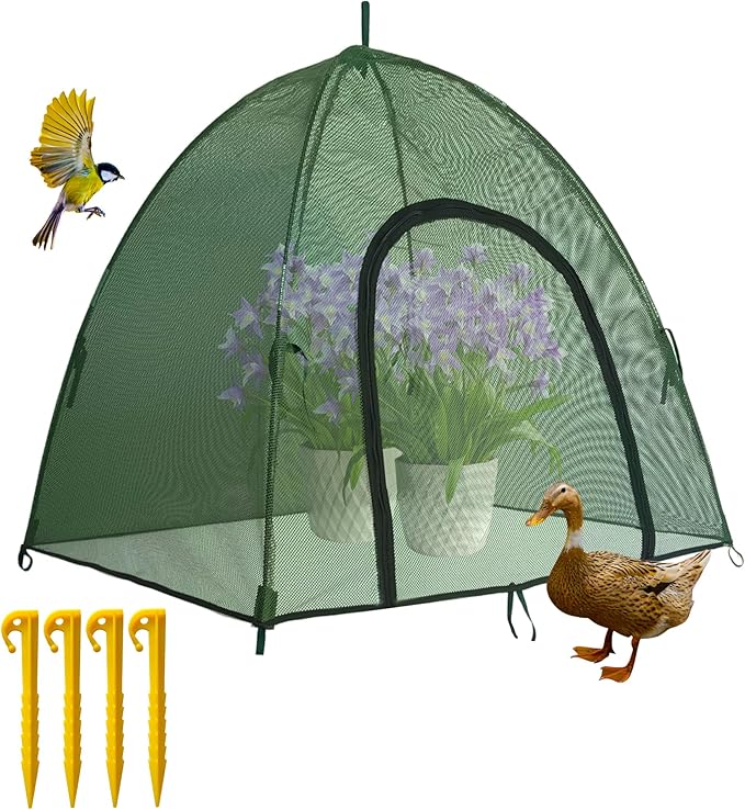 40" x 40" x 30" Mesh Plant Cover from Animals - Plant Netting Pest Guard Cover with Stakes for Raised Bed, Plant Tent Cage Protector for Vegetables Fruits Flowers Small Animals, Shading Rate 25%, 1PCS