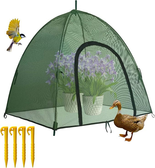 40" x 40" x 30" Mesh Plant Cover from Animals - Plant Netting Pest Guard Cover with Stakes for Raised Bed, Plant Tent Cage Protector for Vegetables Fruits Flowers Small Animals, Shading Rate 25%, 1PCS