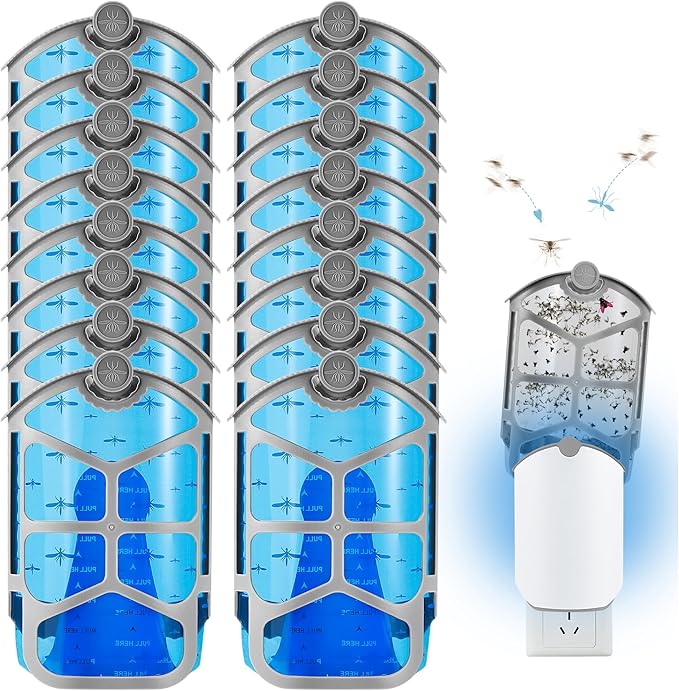 16 Pack Refill Cartridge Kit Replacement Compatible with ZEVO M364 and ZEVO Max Plug-in Light Flying Insect Trap Refill for Indoors Refill Replacement Sticky Pads for Bug Catcher