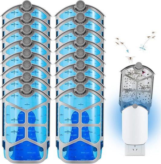 16 Pack Refill Cartridge Kit Replacement Compatible with ZEVO M364 and ZEVO Max Plug-in Light Flying Insect Trap Refill for Indoors Refill Replacement Sticky Pads for Bug Catcher