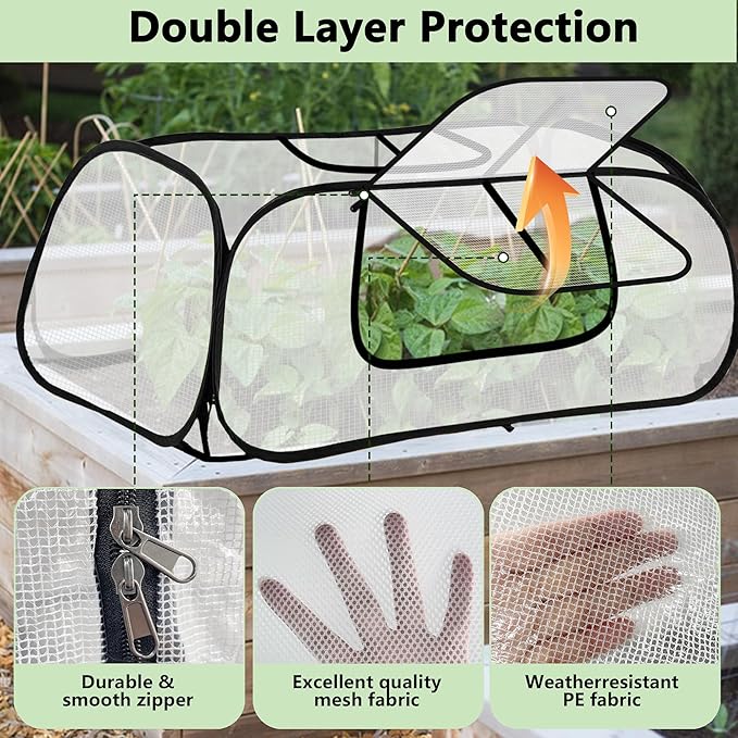 45*22*16" Plant Covers Freeze Protection with Two Air Hole and Breathable Mesh for Raised Beds, Accelerator Plants Cover, Mini Greenhouse Cover, Frost Cover for Plant Vegetable Seedling Protector 2PCS