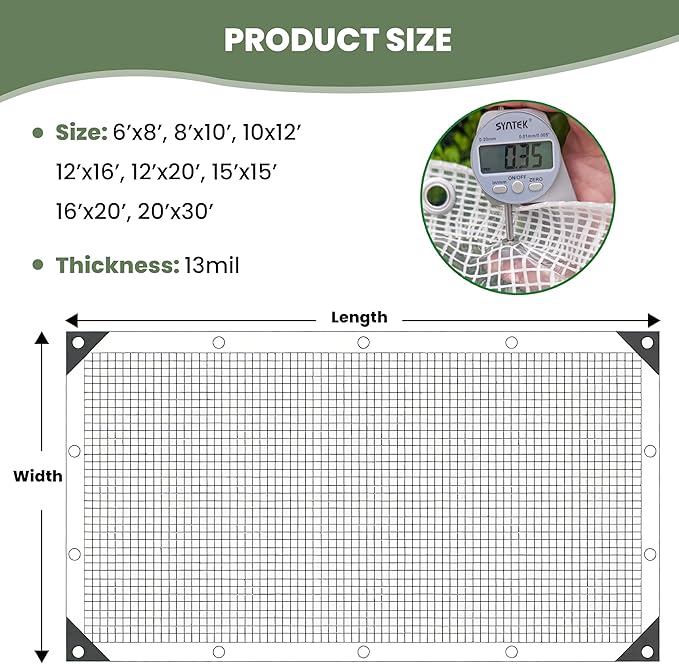 6' x 8' Clear Tarp Heavy Duty Waterproof tarps,13mil Transparent Multipurpose Protective Tarpaulin,Reinforced Edges Outdoor Waterproof Poly Tarps Cover,UV Resistant (Clear Mesh Tarp)