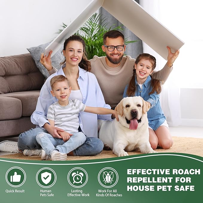24 Pack Cockroach Gel Bait & Roach Killer Indoor for Home, Powerful Roach Repellent Bait Trap Infestation Solution, Easy to Use Cockroach Deterrent Indoor Outdoor for Kitchen Home RV Corner Pet Safe