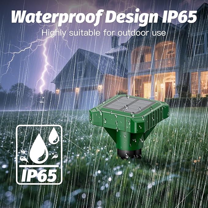 Solar Powered Mole Repeller Gopher Deterrent 8 Pack Outdoor Groundhog Repellent Ultrasonic Snake Armadillo Repeller Waterproof Effective for Yard Lawn Garden