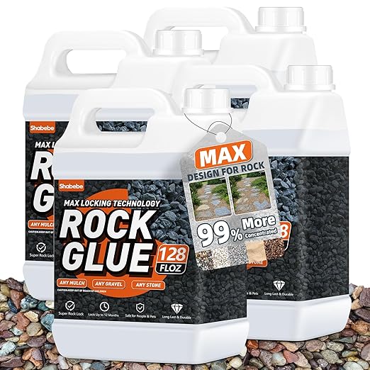Rock Glue, 4Gallon Mulch Glue for Landscaping, Fast-Dry Strong Pea Gravel Stabilizer Landscape, Non-Toxic Long-Lasting Dries-Clear Strong Pea Gravel Binder for Pebble, Pine Straw for Outdoor Gardens