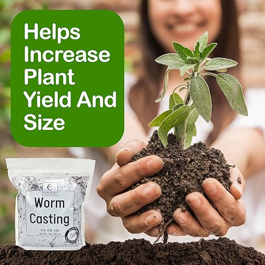 Elm Dirt Worm Castings for Plants - Worm Castings Organic Fertilizer | 100% Organic Plant Food for Houseplants, Gardening, Shrubs & Bushes, Root Growth and Micro Nutrients - Earthworm Casting, 2 lbs
