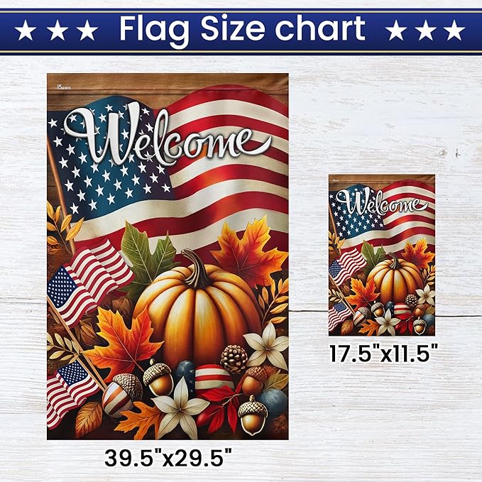 FLAGWIX American Pumpkin Garden Flag - Garden American Flags for Outside 11.5" x 17.5" - Fall Gifts for Women Men, Fall Decorations for Home, Thanksgiving Decorations for Home Decor