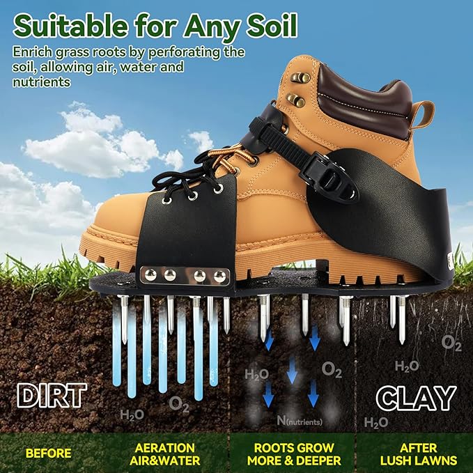 HFH Lawn Aerator Shoes for Grass，Aeration Shoes for Lawn，Spike Shoes for Lawn Aerating (Shoelace)
